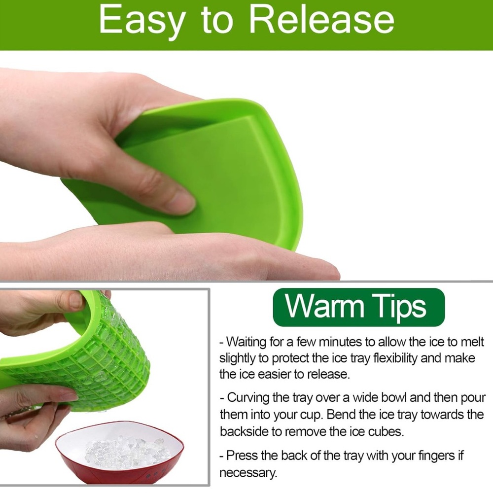 Green Silicone Mini Ice Cube Trays BPA Free Flexible Soft Storage Containers 6pc - Picture 9 of 9